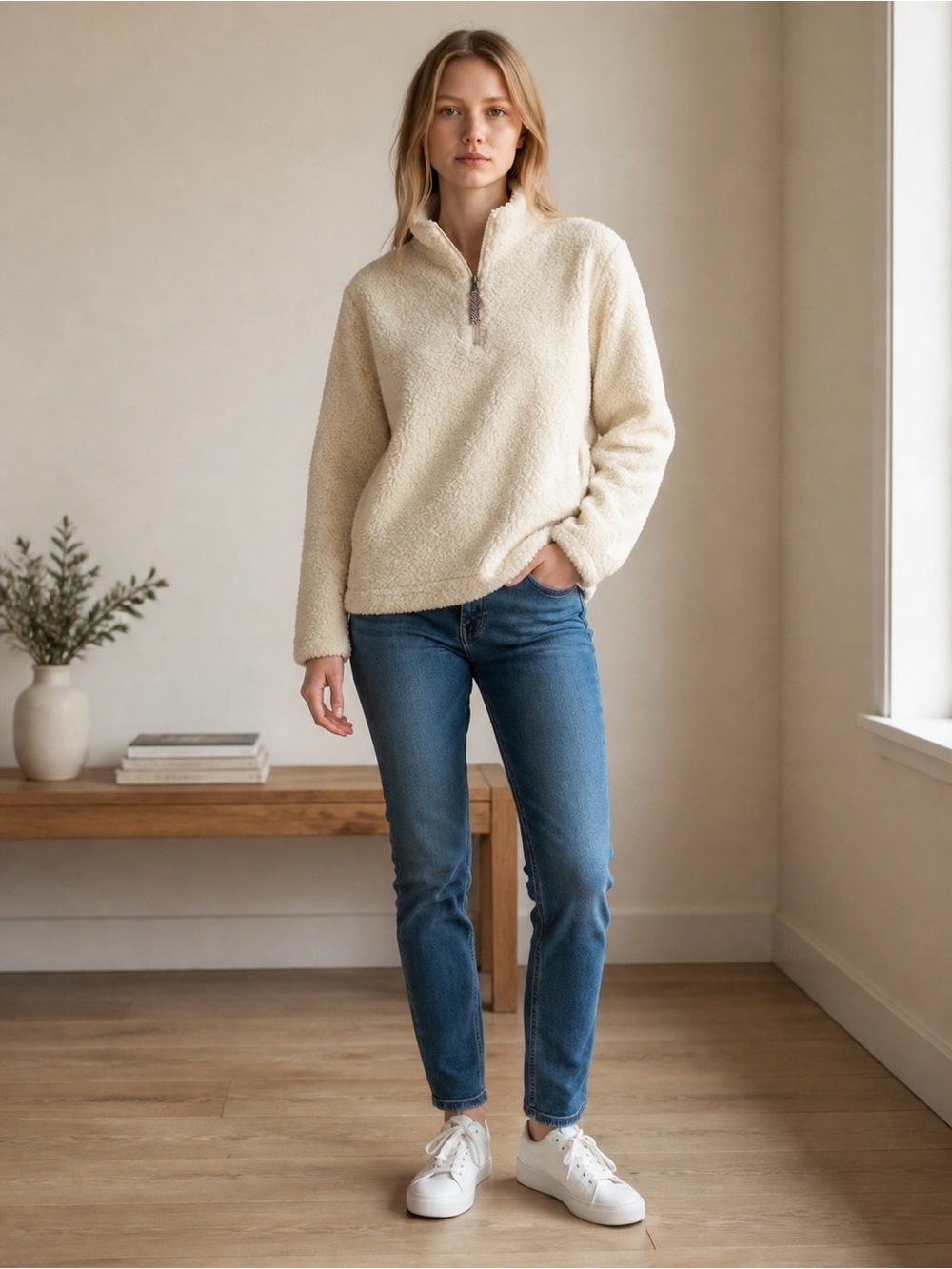 Weatherproof Vintage Sherpa Quarter‑Zip Pullover NWT | XXL Cream  Warm Fleece